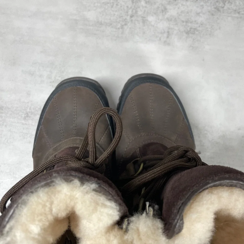 UGG Boots Womens 7 Ostrander Waterproof Winter Leather Sheepskin Lace Up